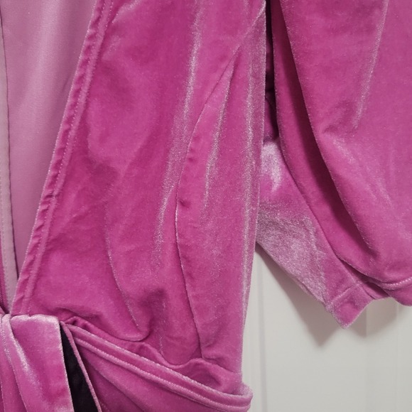 For Love & Lemons Velvet Mini Dress Pink Ruched Tie Front Puff Sleeve‎ S - Picture 7 of 14